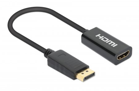 Manhattan DisplayPort 1.2 naar HDMI actieve adapter, 4K@60Hz, 15 cm, mannelijk naar vrouwelijk, met vergrendeling, niet bi-directioneel, zwart, 3 jaar garantie, equivalent aan DP2HD4K60S - Afbeelding 3