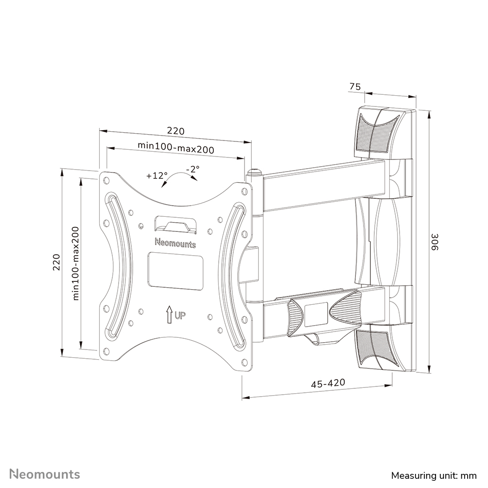 Neomounts WL40-550BL12 TV-beugel wand 32-55" - full motion - Easy Install - Afbeelding 18