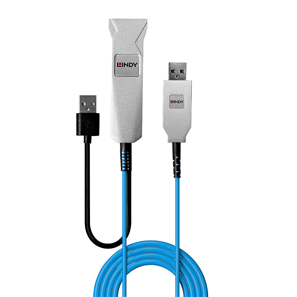Lindy 43345 USB-kabel USB 3.2 Gen 1 (3.1 Gen 1) 30 m USB A 2 x USB A 5 Gbit/s Blauw, Zilver - Afbeelding 3
