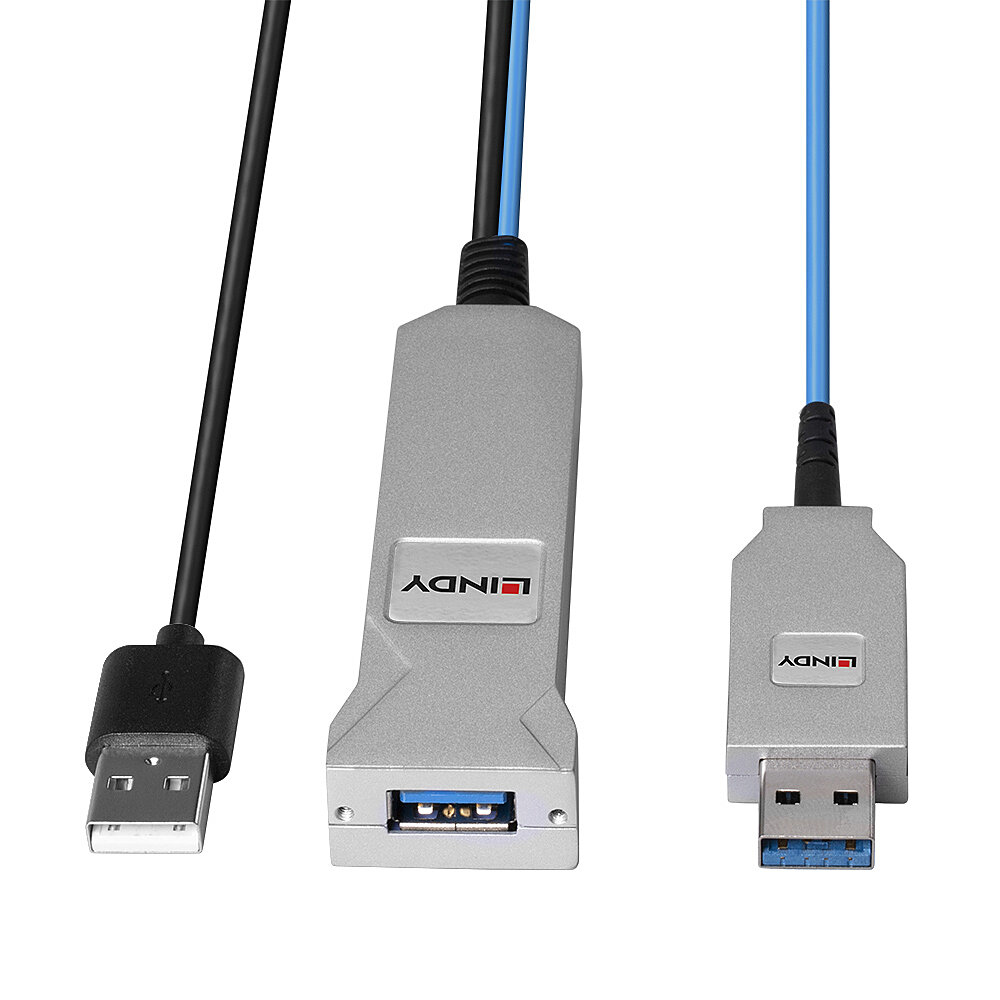Lindy 43345 USB-kabel USB 3.2 Gen 1 (3.1 Gen 1) 30 m USB A 2 x USB A 5 Gbit/s Blauw, Zilver - Afbeelding 5