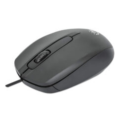 Manhattan Comfort II bedrade USB-muis, 1000 dpi, USB-A, optisch, ambidextrous, 3 knoppen + scrollwiel, zwart, 3 jaar garantie