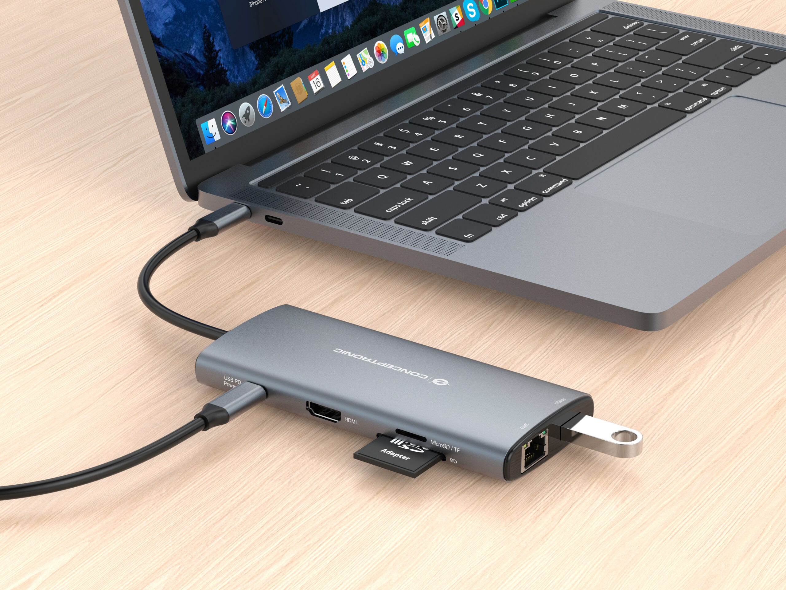 Conceptronic DONN06G Bedraad USB 3.2 Gen 1 (3.1 Gen 1) Type-C Grijs - Afbeelding 9