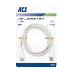 ACT USB 2.0 480Mbps 60W laad- en datakabel, wit, 2 meter - Afbeelding 3