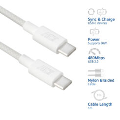ACT USB 2.0 480Mbps 60W laad- en datakabel, wit, 1 meter - Afbeelding 3