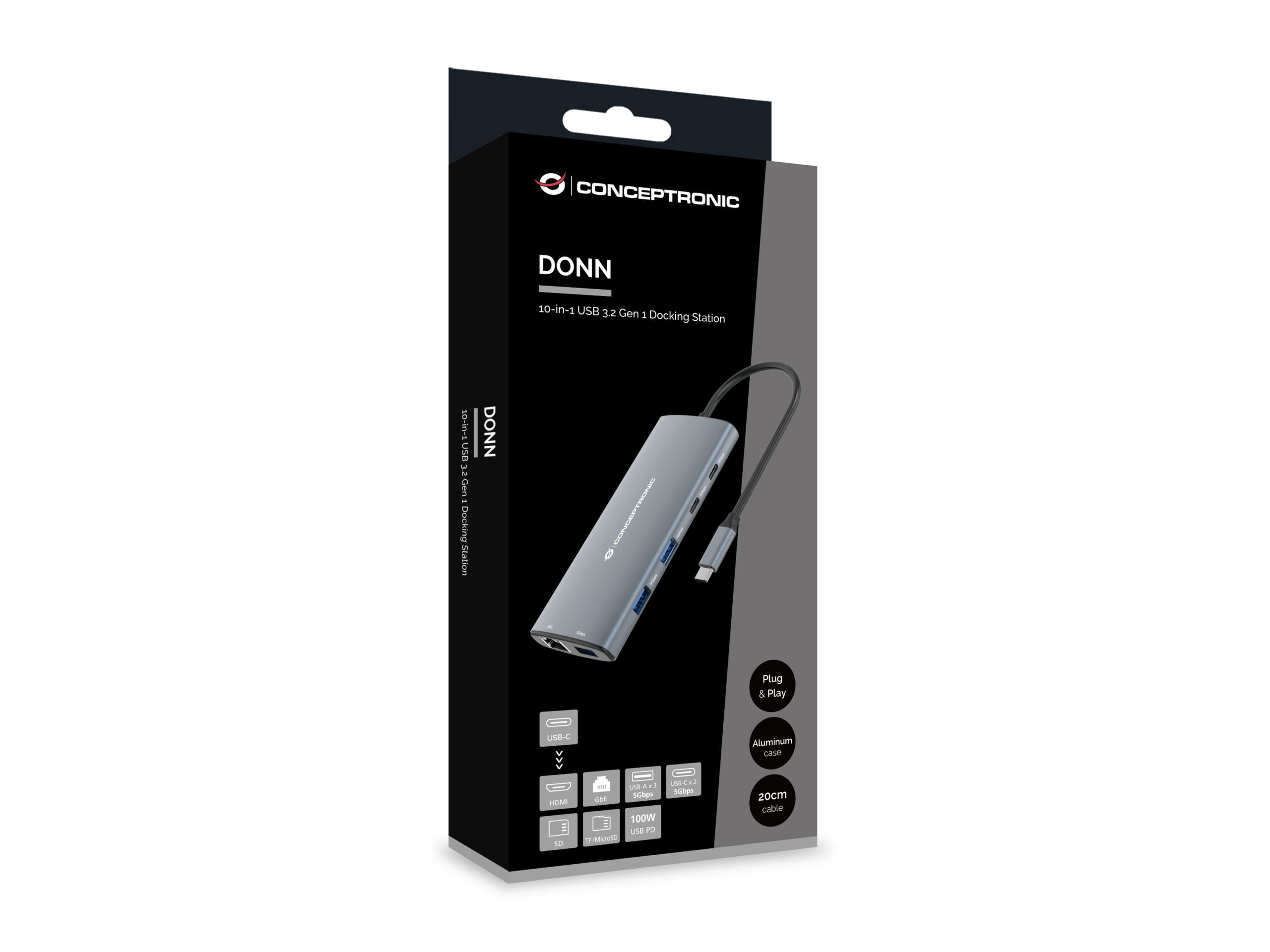 Conceptronic DONN06G Bedraad USB 3.2 Gen 1 (3.1 Gen 1) Type-C Grijs - Afbeelding 8