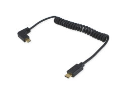 Equip USB 2.0 C naar C 90° gedraaide spiraalkabel, M/M, 1,0 m, PD 60W