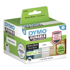 DYMO originele Duurzame LabelWriter labels | 25 mm x 89 mm | Witte Poly | 2 rollen met elk 350 labels (700 zelfklevende etiketten) | Stevige labels voor de LabelWriter labelprinters