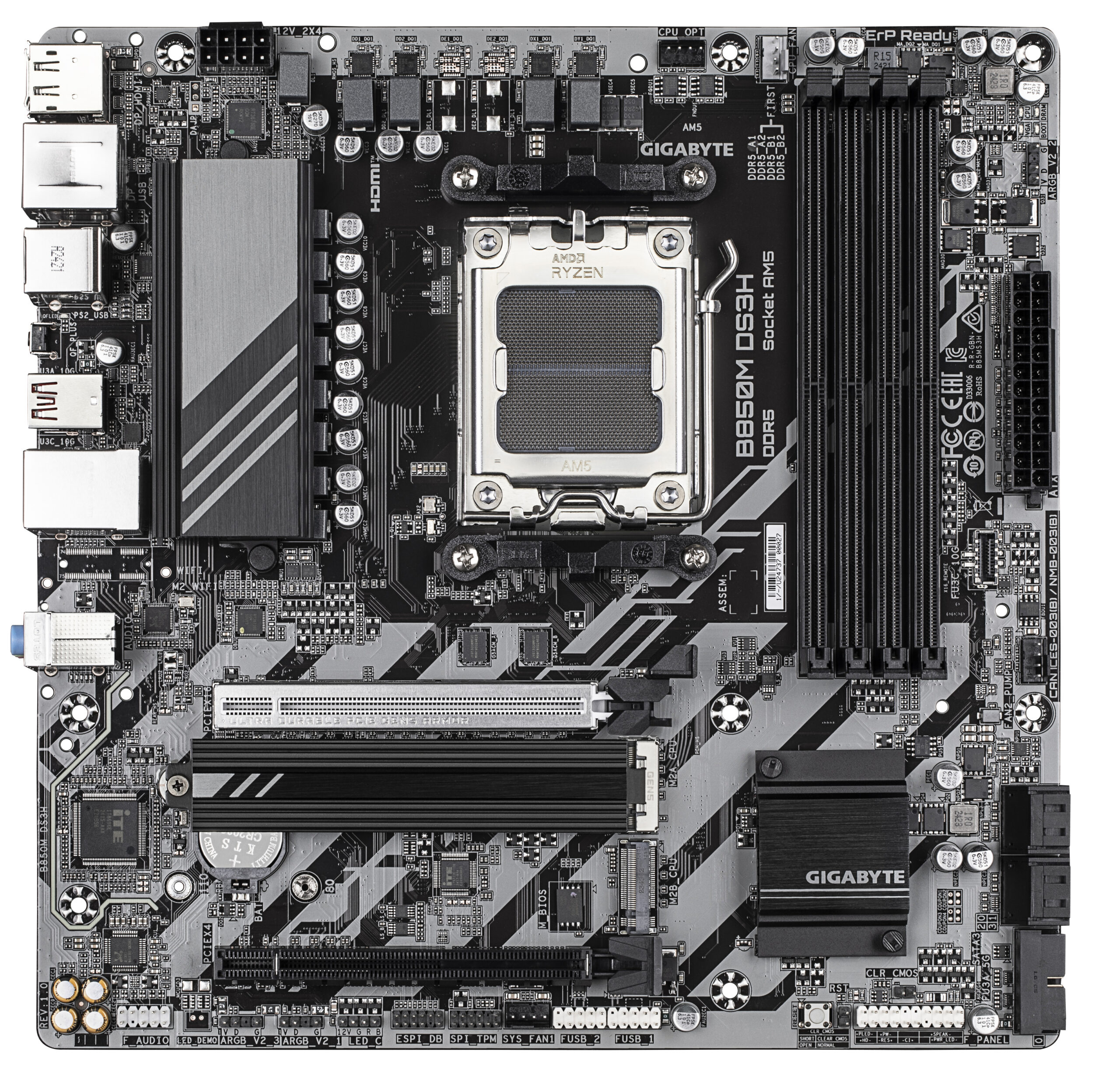GIGABYTE B850M DS3H moederbord AMD B850 Socket AM5 micro ATX - Afbeelding 3