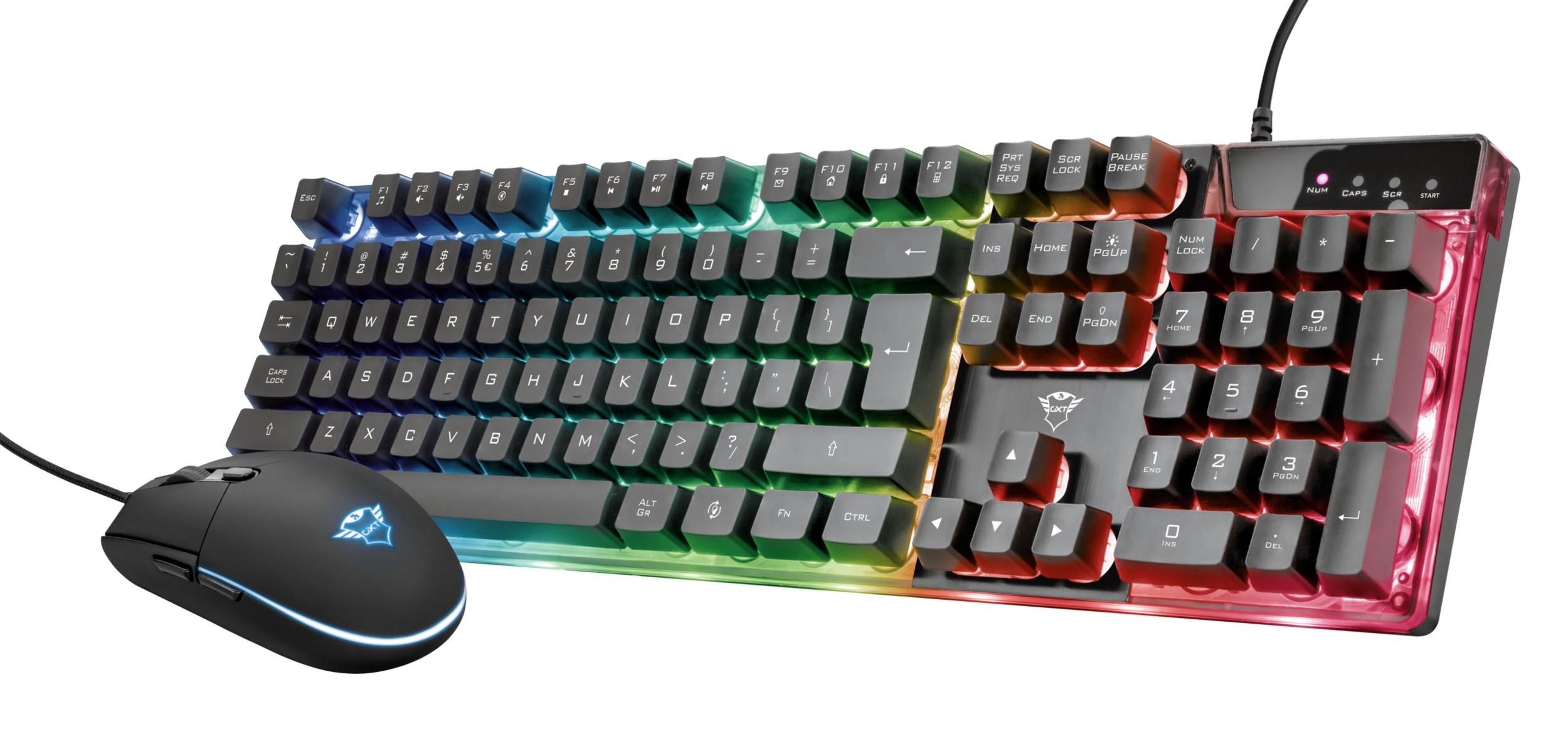 Trust GXT 838 Azor Gaming‑toetsenbord + muis set – Gaming toetsenbord + muis – Bedrade gaming set met verlichting – QWERTY layout – Zwart - Afbeelding 2