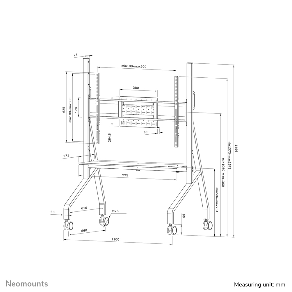 Neomounts FL50-525WH1 TV trolley 55-86" - snelle installatie - TÜV - Afbeelding 21
