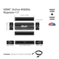 CLUB3D HDMI Active 4K60Hz Repeater F/F - Afbeelding 5