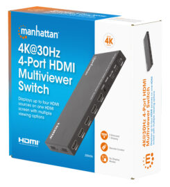 Manhattan HDMI 4K multiviewer/switch met 4 poorten, 4 ingangen naar 1 scherm, 4K@30 Hz, PiP en dual/quad-weergave, knop of afstandsbediening, audio 3,5 mm en Toslink, zwart, 3 jaar garantie - Afbeelding 11