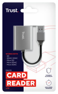 Trust Dalyx Snelle USB‑kaartlezer – geheugenkaartlezer – USB 3.2‑kaartlezer – Aluminium behuizing – Zilver - Afbeelding 7