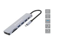 Conceptronic DONN19G laptop dock & poortreplicator Bedraad USB 3.2 Gen 1 (3.1 Gen 1) Type-C Grijs