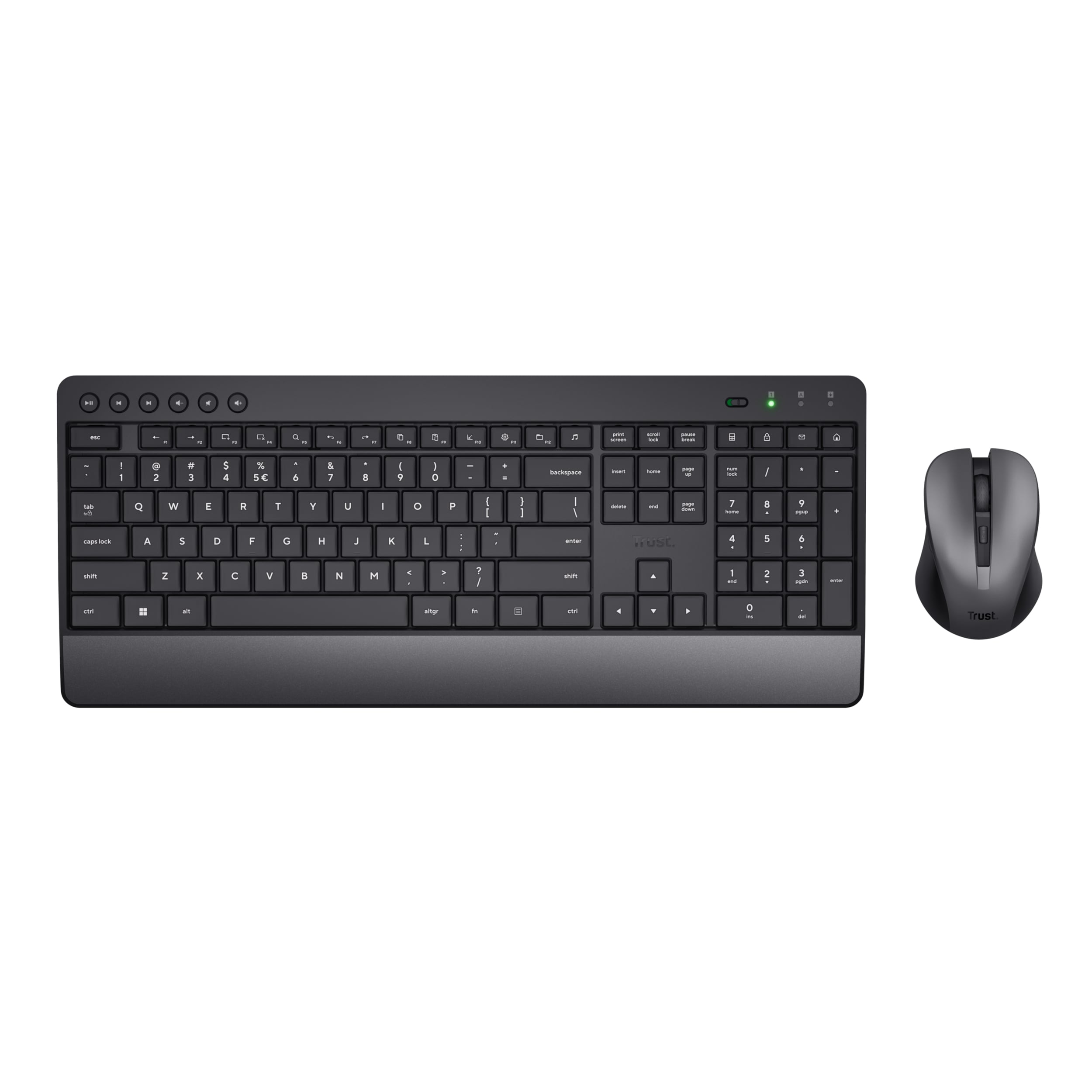 Trust Trezo Toetsenbord en Muis Set - Draadloze desktopset – Belgische AZERTY-indeling – Stille toetsen – Zwart - Afbeelding 6
