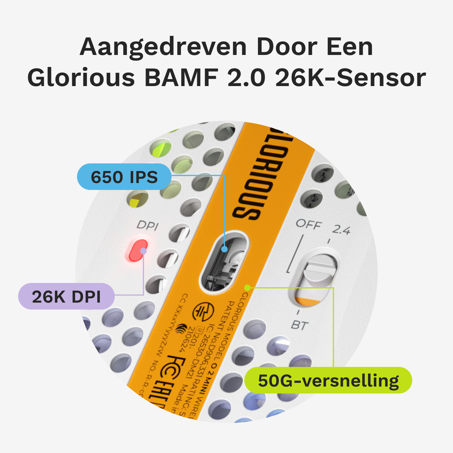 Glorious Gaming Model O 2 Mini Wireless muis Gamen Rechtshandig RF-draadloos + Bluetooth Optisch 26000 DPI - Afbeelding 14