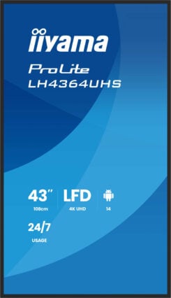 iiyama LH4364UHSB-B1AG beeldkrant 109,2 cm (43") Wifi 500 cd/m² 4K Ultra HD Type processor Android 24/7 - Afbeelding 4