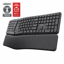 Trust Keyra Ergonomisch Draadloos Toetsenbord - Ergonomisch toetsenbord – USB en Bluetooth verbinding – QWERTY US International – Zwart - Afbeelding 2