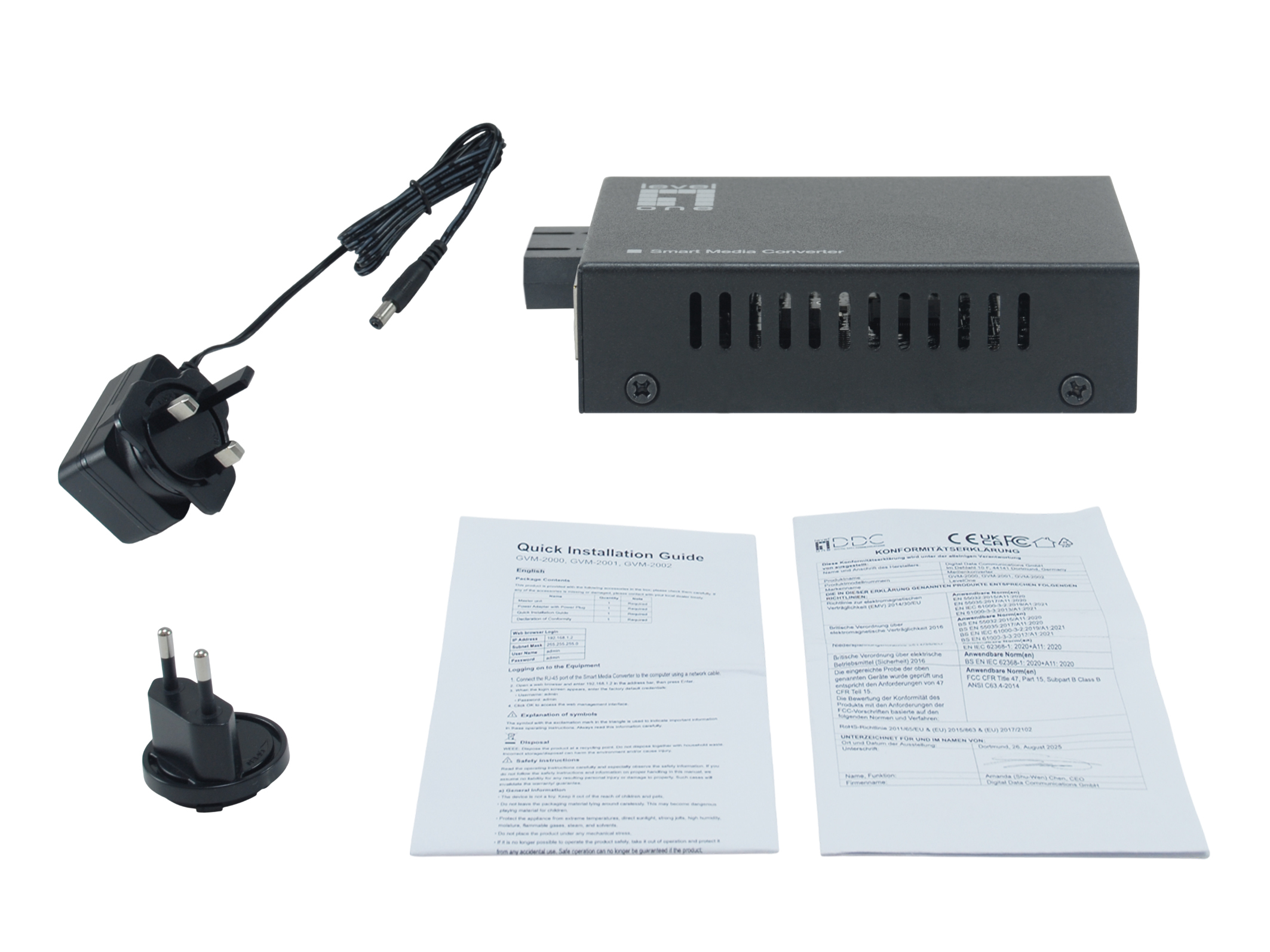 LevelOne GVM-2002 netwerk media converter 1000 Mbit/s 1310 nm Single-mode Zwart - Afbeelding 5