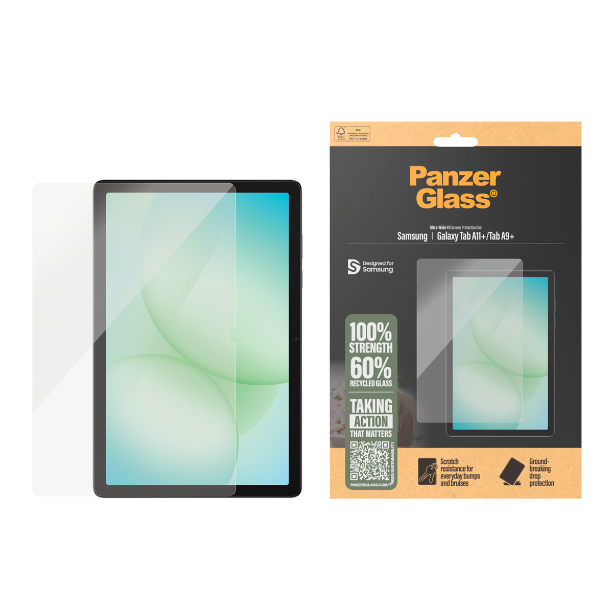 PanzerGlass ® Screen Protector Samsung Galaxy Tab A11+ | Tab A9+ | Ultra-Wide Fit Doorzichtige schermbeschermer 1 stuk(s) - Afbeelding 3