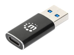 Manhattan USB-C naar USB-A adapter, 10 Gbps (USB 3.2 Gen 2 / USB 3.1), vrouwelijk naar mannelijk, zwart, levenslange garantie