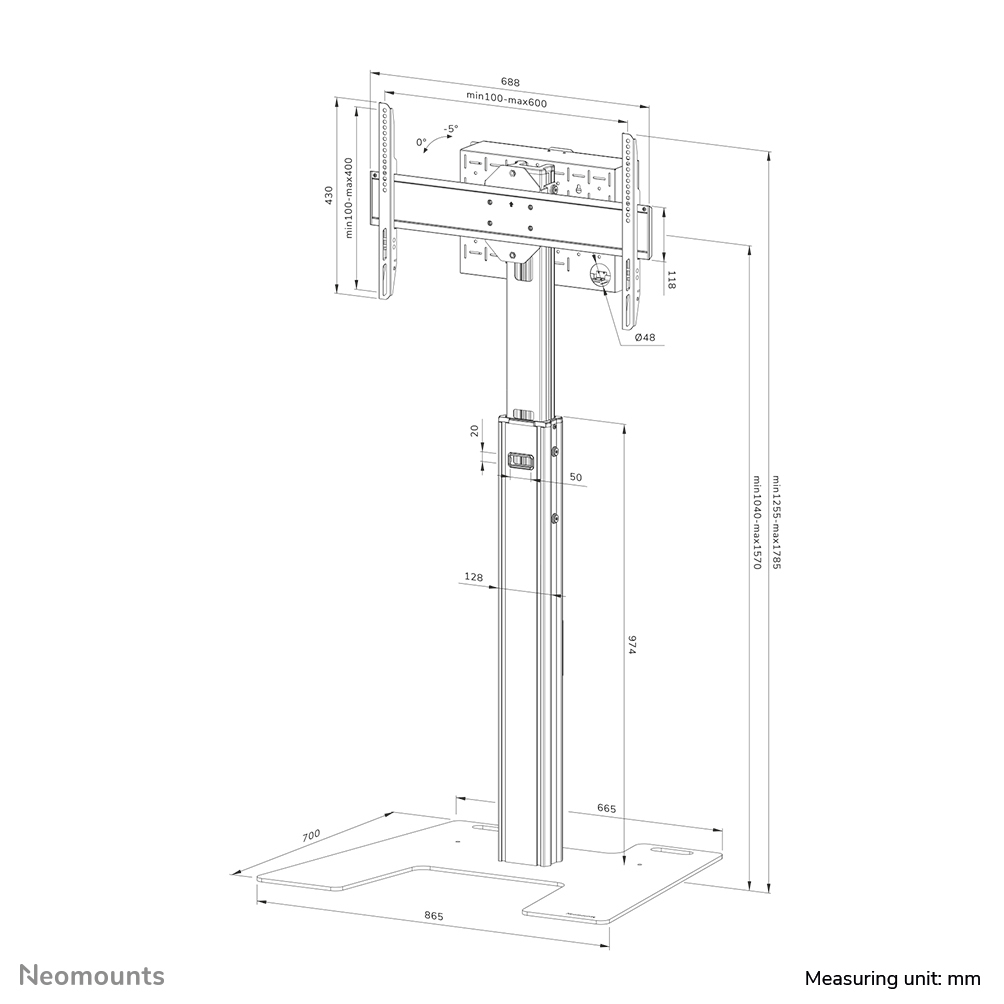 Neomounts FL45S-825BL1 TV vloerstandaard 37-75" - TÜV - Afbeelding 18