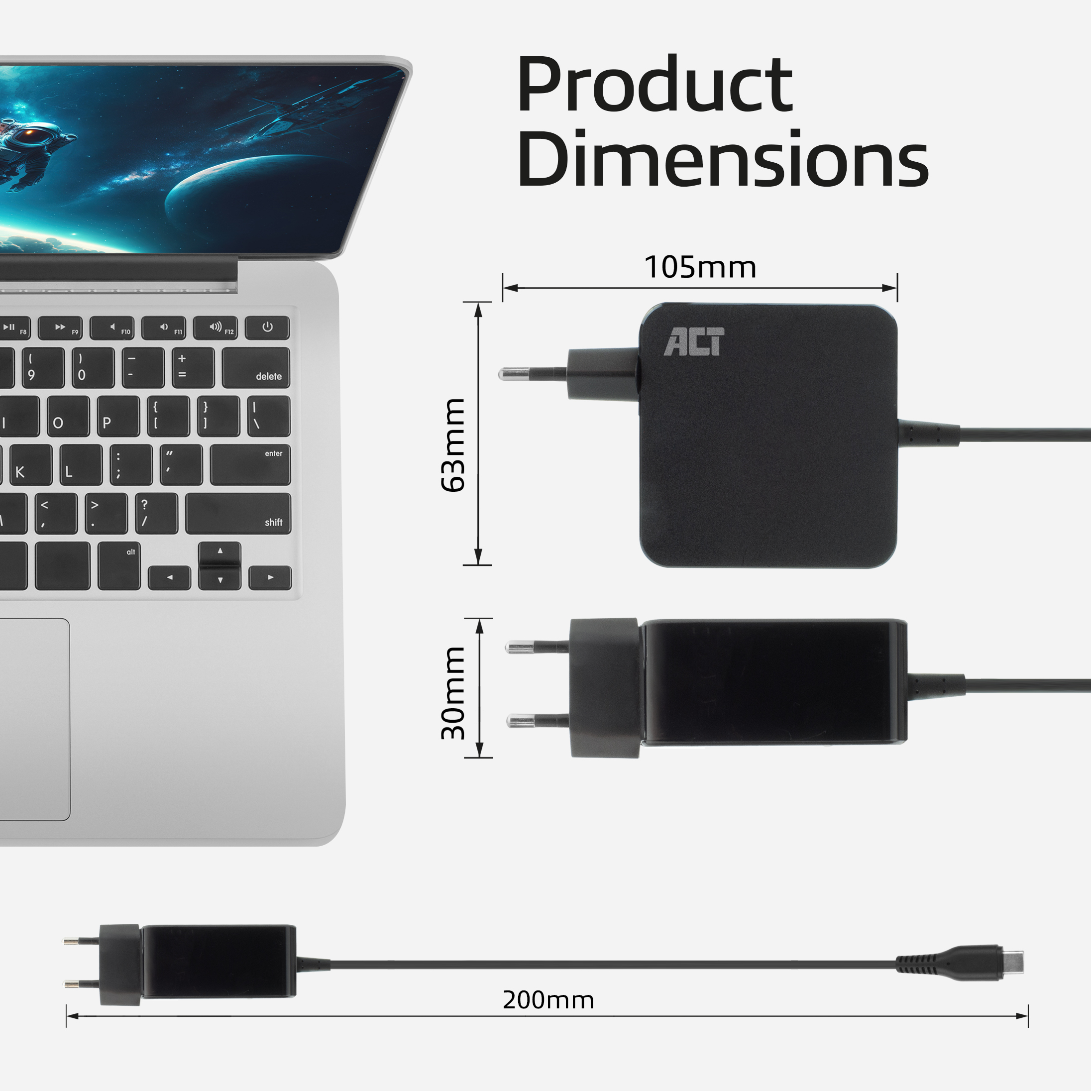 ACT USB-C laptoplader 65W met Power Delivery-profielen, 2 meter - Afbeelding 11