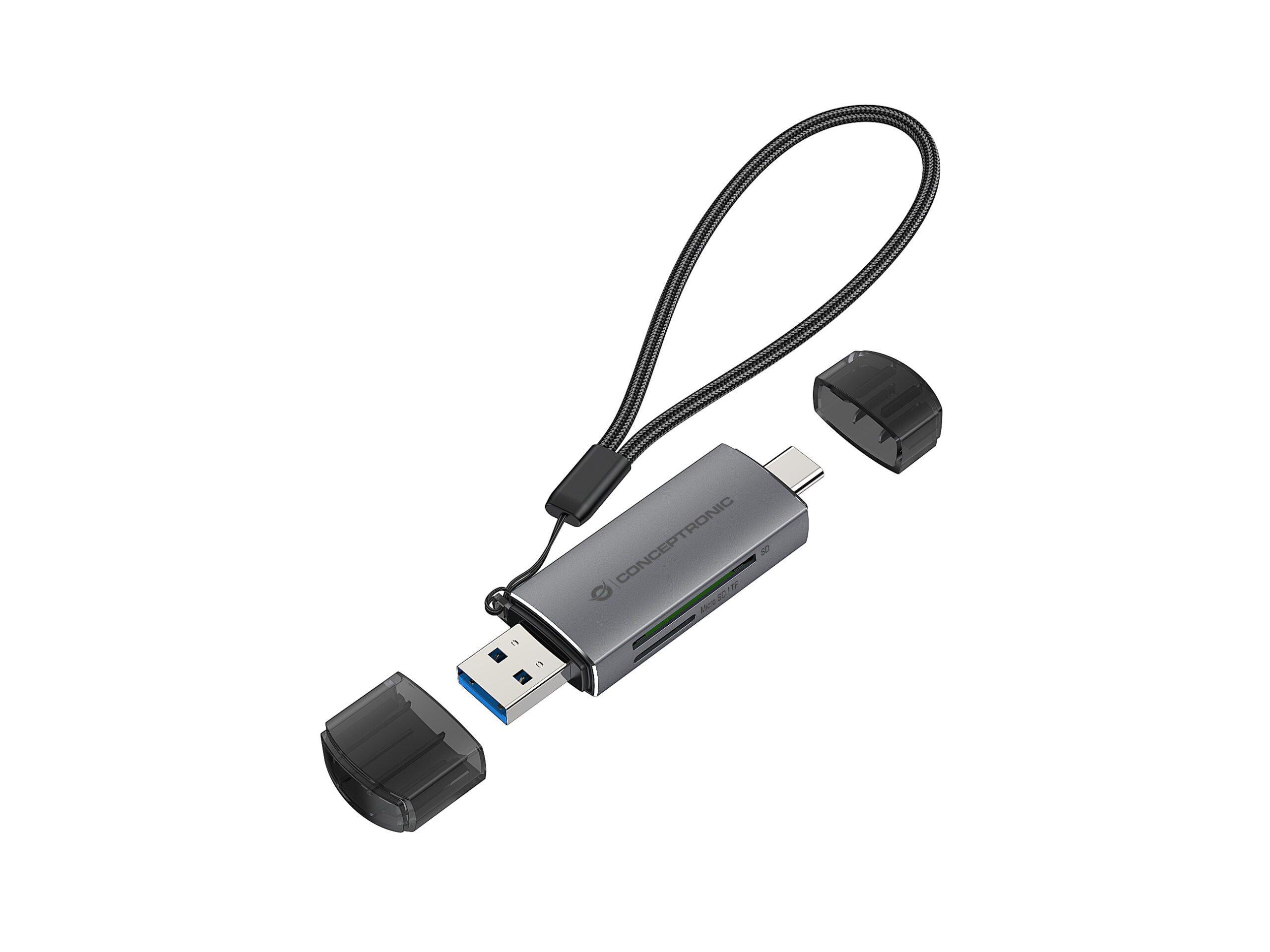 Conceptronic BIAN05G geheugenkaartlezer USB 3.2 Gen 1 (3.1 Gen 1) Type-A/Type-C Grijs - Afbeelding 2