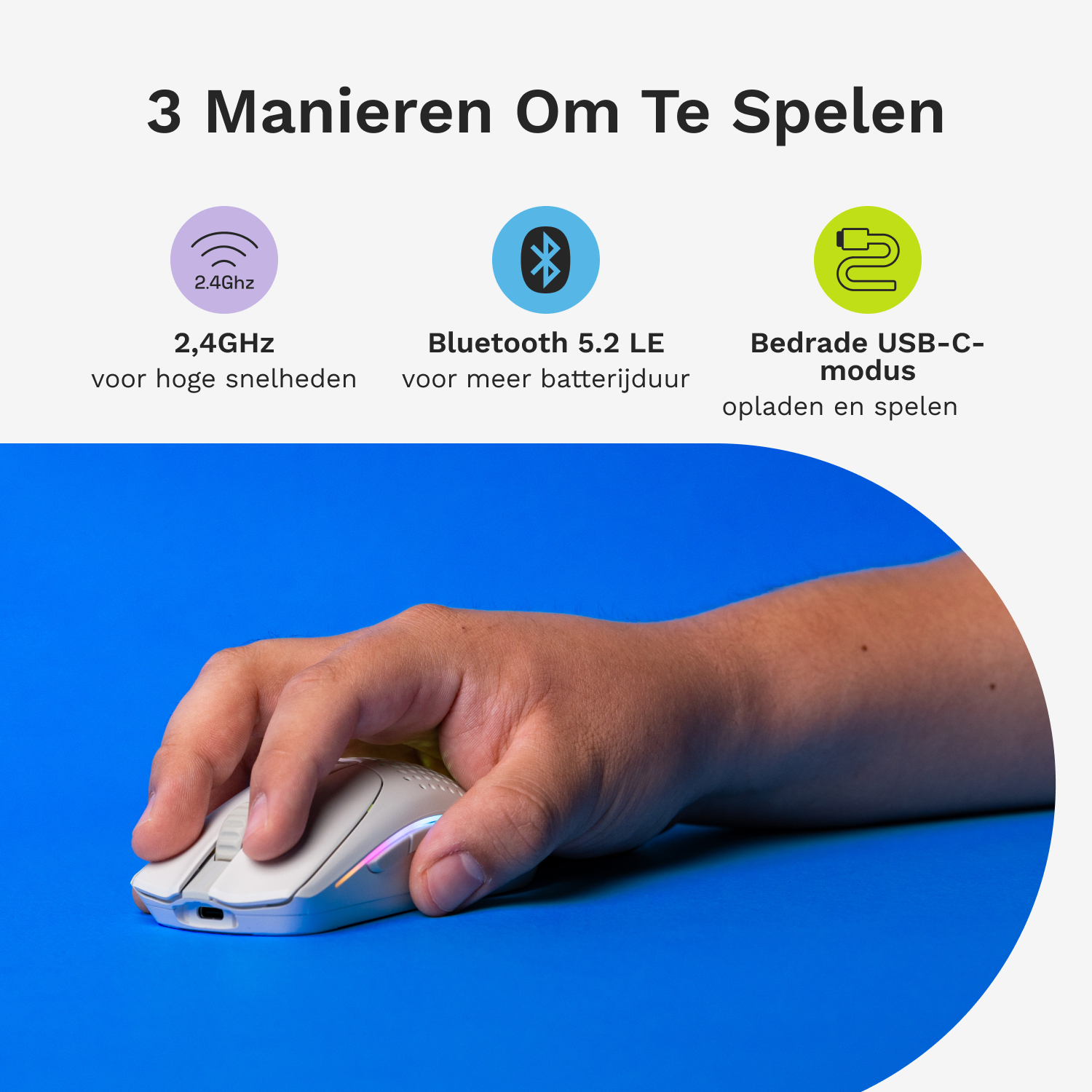Glorious Gaming Model O 2 Mini Wireless muis Gamen Rechtshandig RF-draadloos + Bluetooth Optisch 26000 DPI - Afbeelding 13