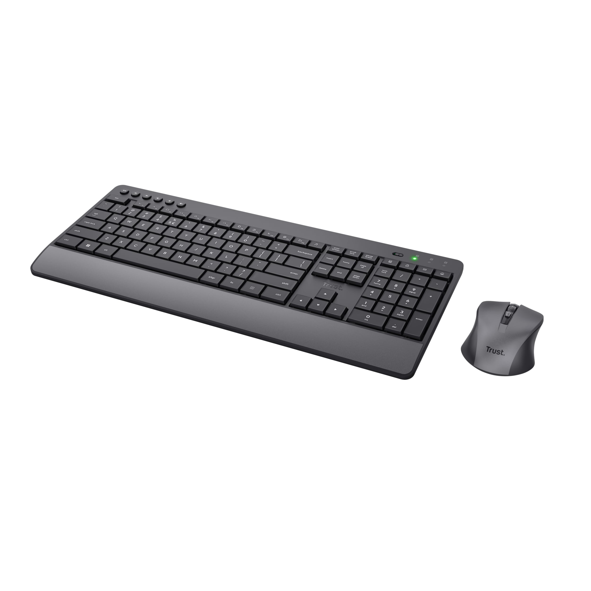 Trust Trezo Toetsenbord en Muis Set - Draadloze desktopset – Belgische AZERTY-indeling – Stille toetsen – Zwart - Afbeelding 4
