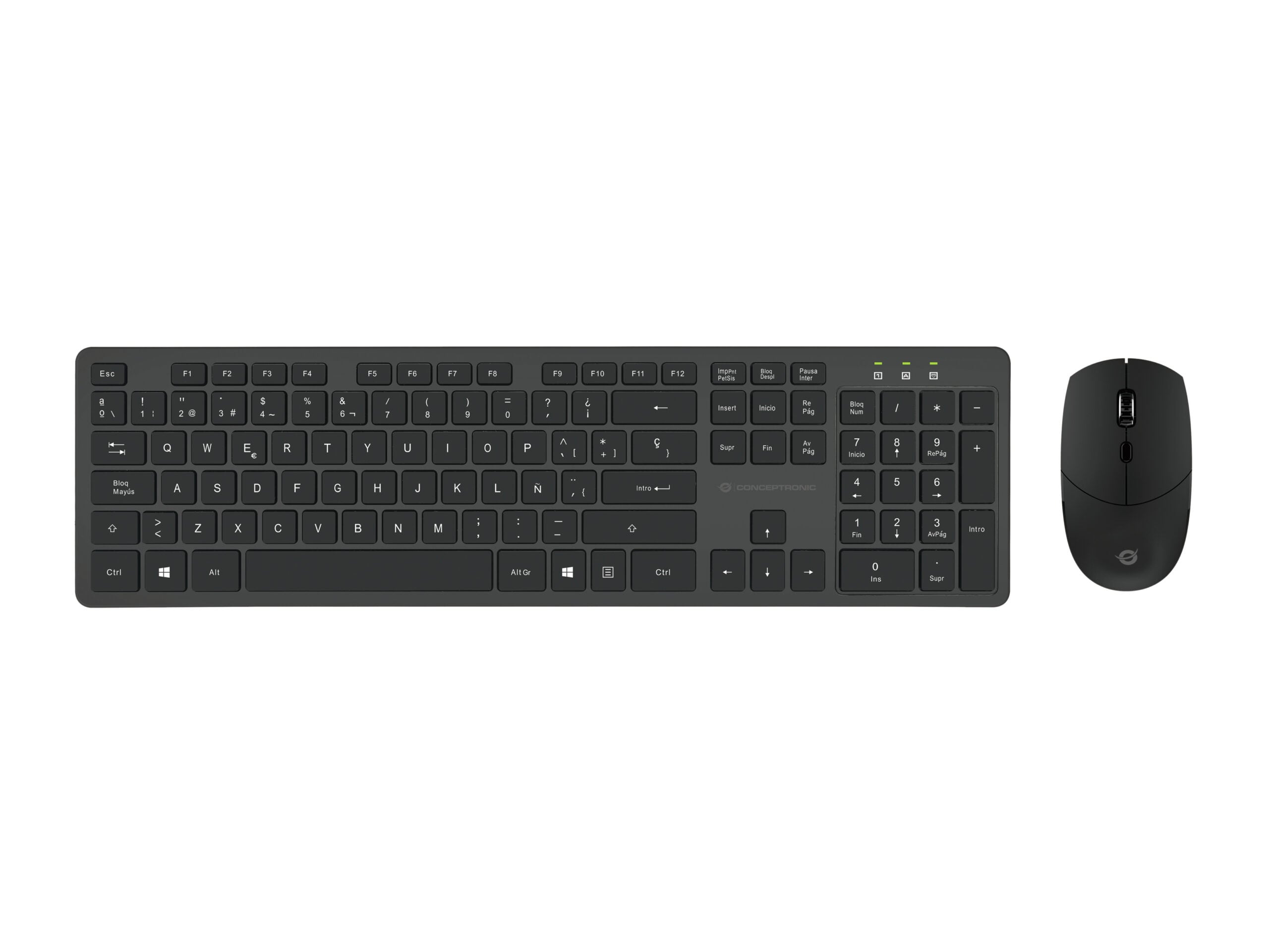 Conceptronic ORAZIO01ES toetsenbord Inclusief muis Kantoor RF Draadloos QWERTY Spaans Zwart