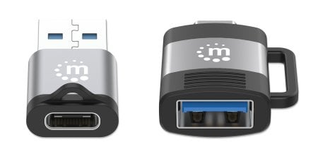 Manhattan 2-delige adapterset USB-C naar USB-A en USB-A naar USB-C, mannelijk naar vrouwelijk conversie, 5 Gbps (USB 3.2 Gen1 / USB 3.0), zwart/zilver, levenslange garantie - Afbeelding 4
