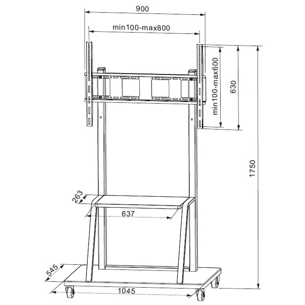 Techly ICA-TR30 bevestiging voor signage-beeldschermen 2,54 m (100") Zwart - Afbeelding 4