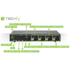 Techly IDATA DP-KVM4 KVM-switch Rack-montage Zwart - Afbeelding 8