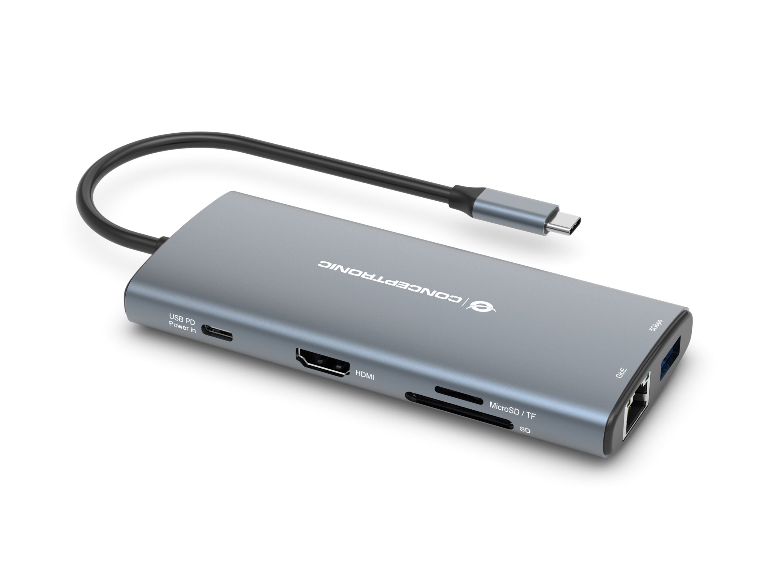 Conceptronic DONN06G Bedraad USB 3.2 Gen 1 (3.1 Gen 1) Type-C Grijs - Afbeelding 5