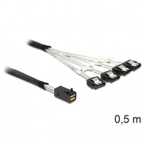 DeLOCK 83392 Serial Attached SCSI (SAS)-kabel 0,5 m Zwart, Zilver