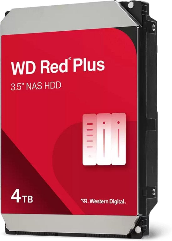 Western Digital Red Plus interne harde schijf 4 TB 5400 RPM 256 MB 3.5 SATA III