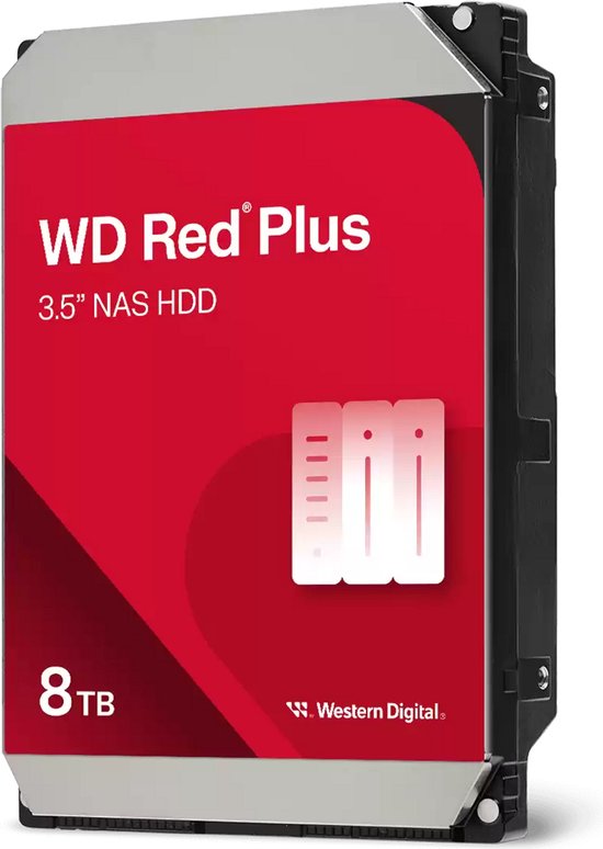 Western Digital Red Plus interne harde schijf 8 TB 5640 RPM 256 MB 3.5 SATA III