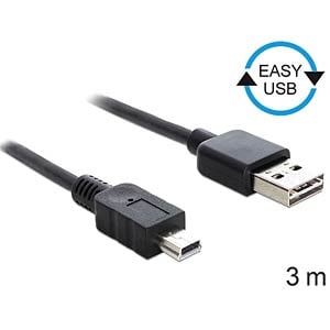 DeLOCK 3m USB 2.0 A - mini USB m/m USB-kabel USB A Mini-USB B Zwart