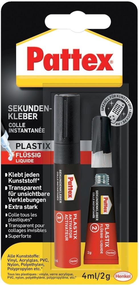 Pattex secondenlijm Plastix, 2 Komponentenkleber 4ml/2g