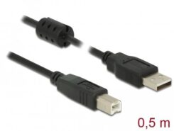 DeLOCK 0.5m, USB 2.0-A/USB 2.0-B USB-kabel 0,5 m USB A USB B Zwart