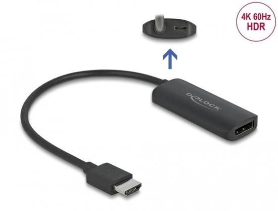 DeLOCK 63206 video kabel adapter 0,24 m HDMI Type A (Standaard) DisplayPort + Micro-USB Zwart