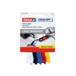 TESA On & Off kabelbinder Zwart, Blauw, Rood, Wit, Geel 5 stuk(s)