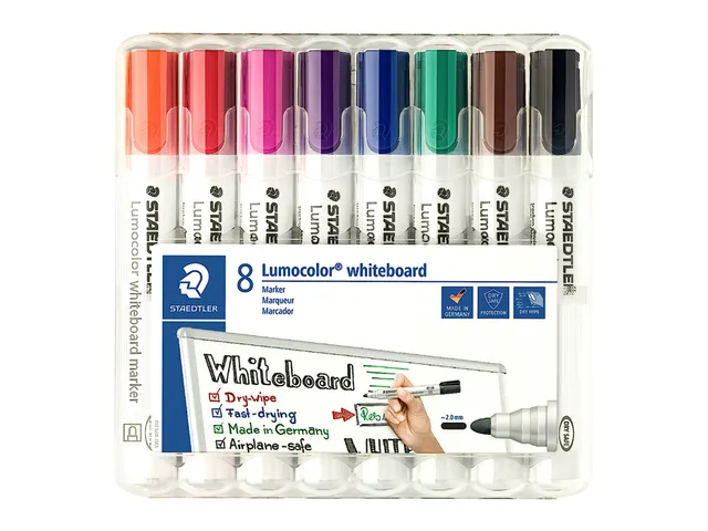 Staedtler Lumocolor 351 WP8 permanente marker Kogelpunt Zwart, Blauw, Bruin, Groen, Oranje, Rood, Violet, Geel 8 stuk(s)