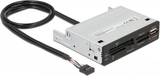 DeLOCK 91708 geheugenkaartlezer USB 2.0 Intern Zwart, Grijs