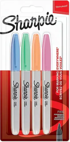 Sharpie 2065402 permanente marker Fibre tip Blauw, Groen, Oranje, Roze 4 stuk(s)