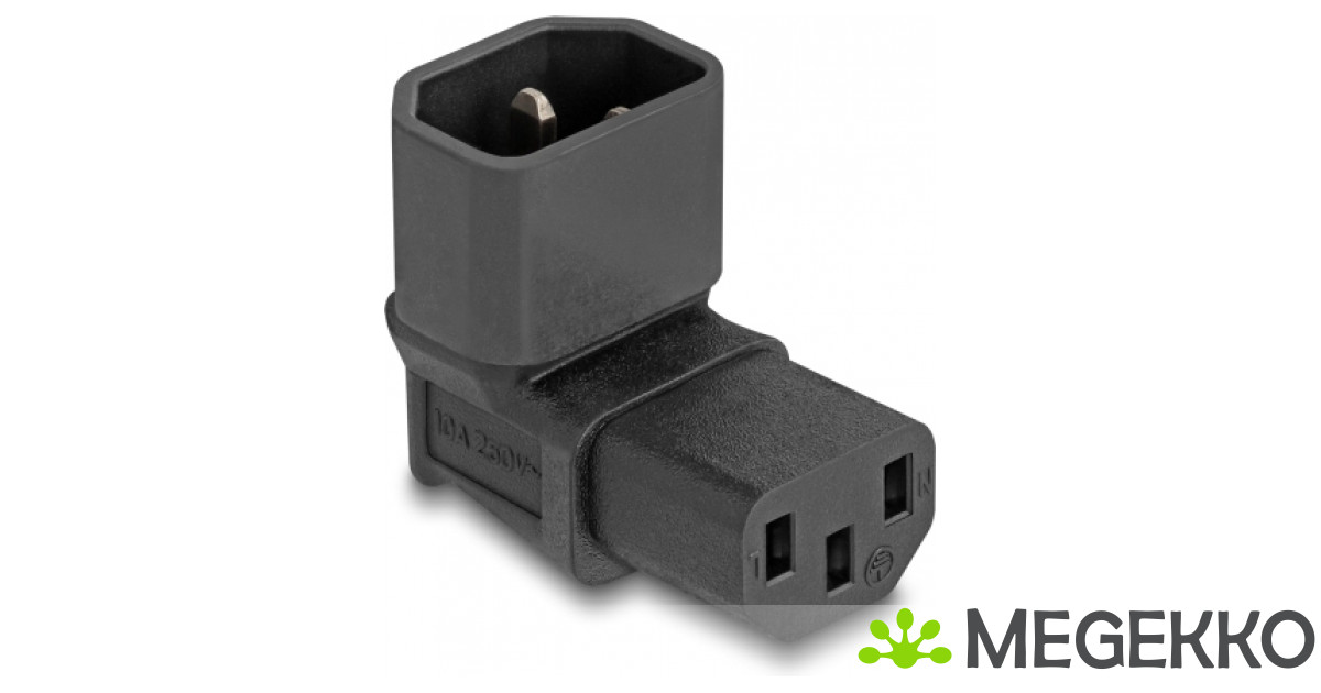 DeLOCK 80472 tussenstuk voor kabels IEC 60320 C14 IEC 60320 C13 Zwart