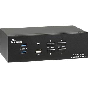 Inter-Tech AS-42HUS KVM-switch Zwart