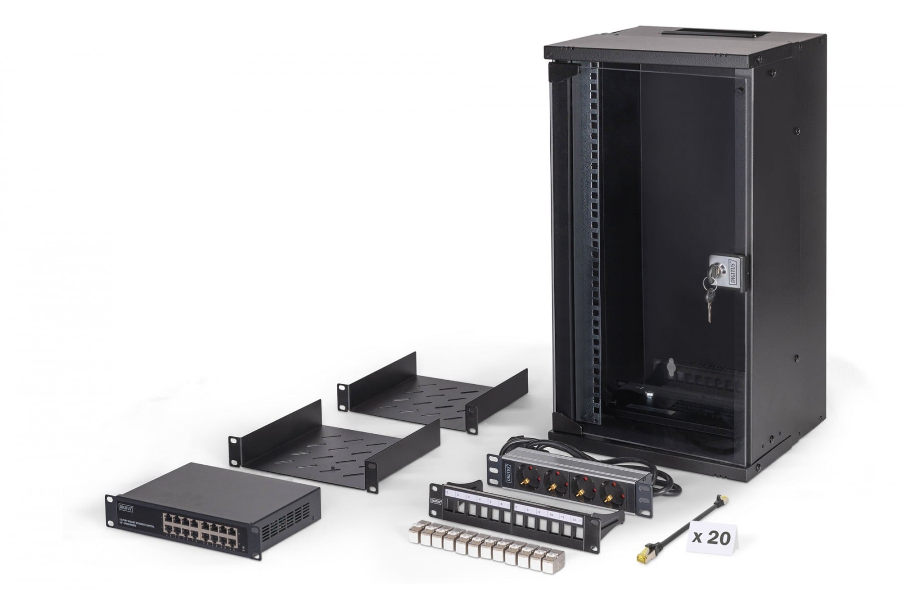 Digitus DN-49105-SET rack 12U Wandrek Zwart