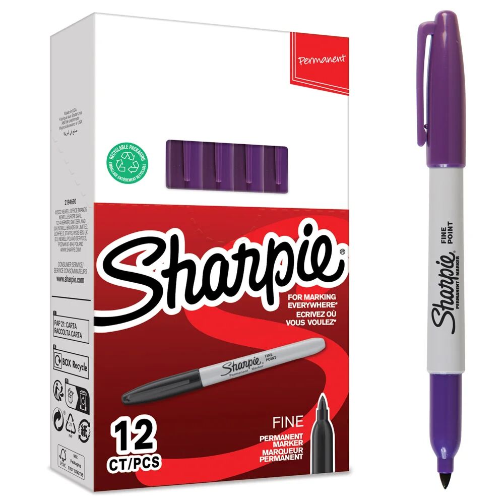 Sharpie Fein Permanent markeer stift Rundspitze Lila 12er kartonnen omhulsel